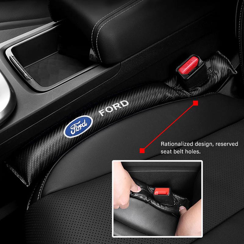 AAAMR1 Carbon Fiber Leather Car Seat Gap Strip Belongings Leakproof Plug For Ford Focus Fiesta Mondeo S-MAX Kuga Mustang Accessories