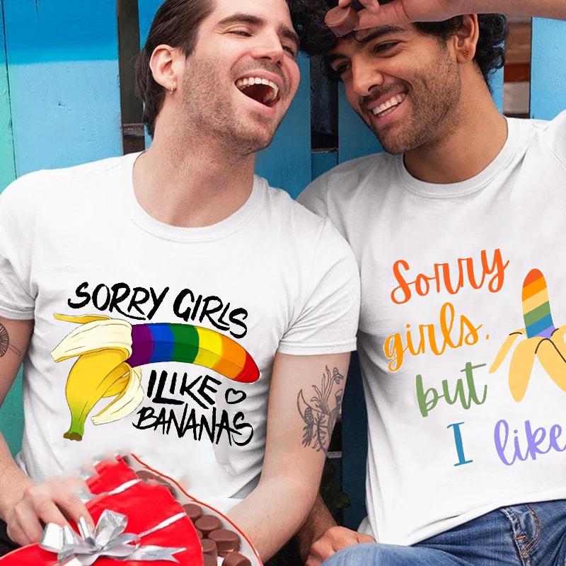 Sorry Girl I Love Banana Fun Lgbtq Gay Pride T-Shirts Unisex Short Sleeve Fashion Streetwear Tshirts