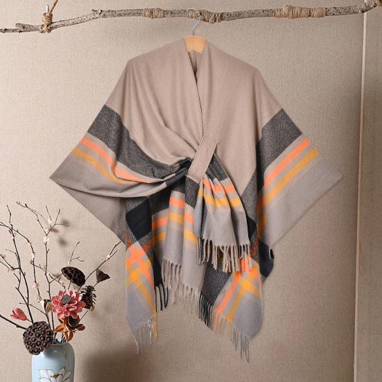 Шаль шарф с цветным полосатым принтом имитация кашемира накидка вечерняя одежда свадьба теплый зимний шарф