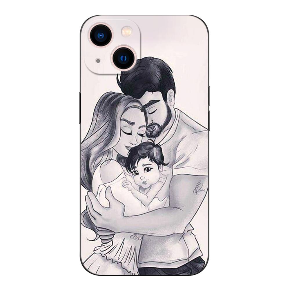 Black Tpu Case For Vivo V5 V5S V7 V9 Youth V11 V11i V15 V17 NEO V20 E V21 V21E V23 V23E PRO 4G 5G Mom Dad Baby Family