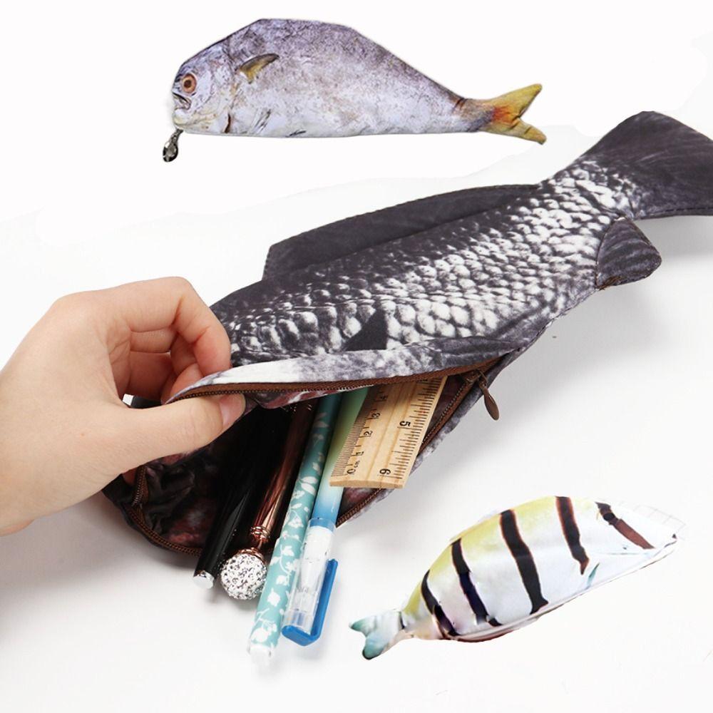 Пенал в форме рыбы, забавный кошелек-пауч, пенал в виде карпа, школьные принадлежности