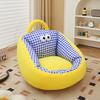 Pet Nest Bed Cartoon Style Striped Plaid Print Non-Slip Bottom Small-Medium Dogs Cats Nest Three-sided Embrace Pet Bed