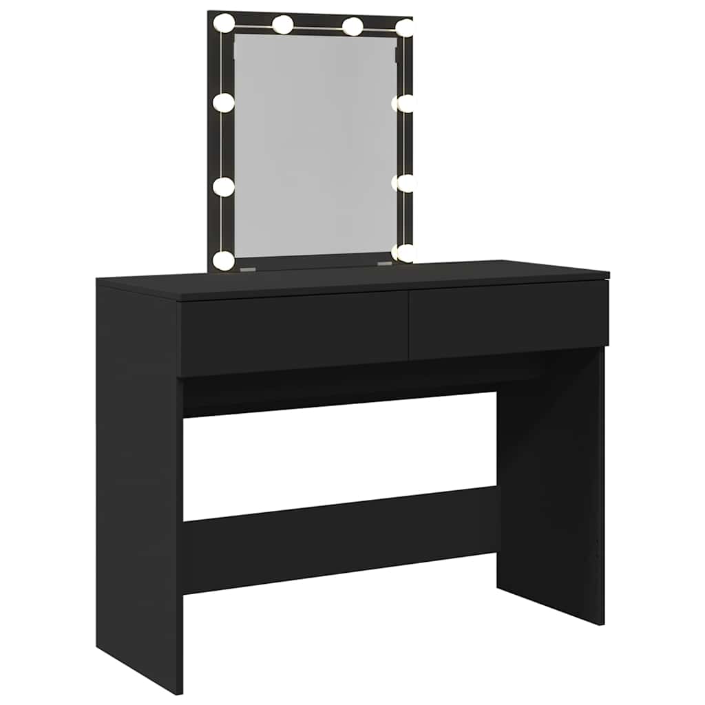 Makeup Vanity with LED Lighting Black 100 x 40 x 130 cm