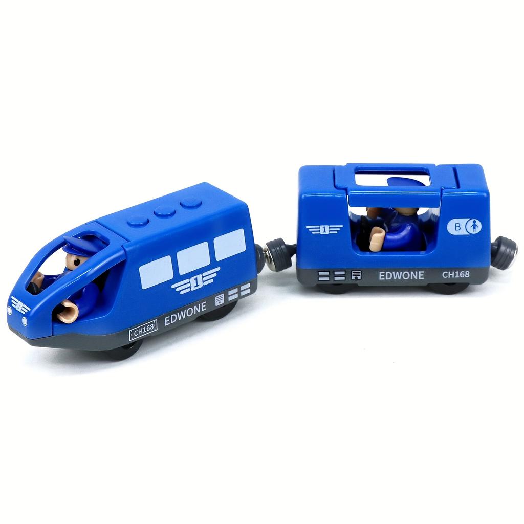 Wooden Train with Driver and Passenger, Compatible with Major Brand Tracks, Available In Multiple Colors