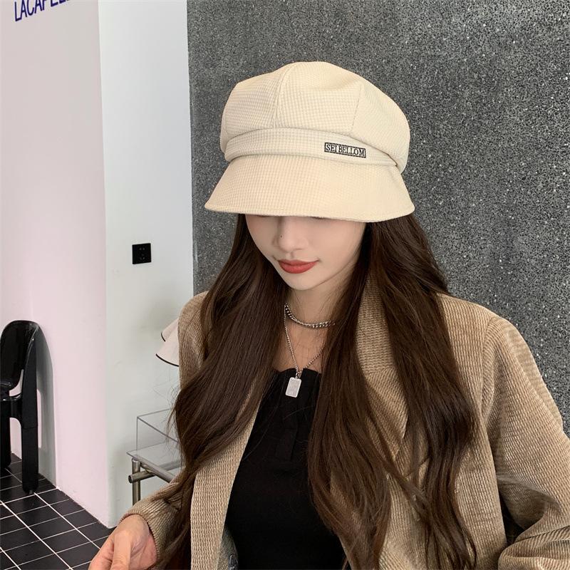 Шляпа женская осенняя корейская версия универсальная восьмиугольная ворсовая шляпа берет художник большая голова модная повседневная шляпа рыбака