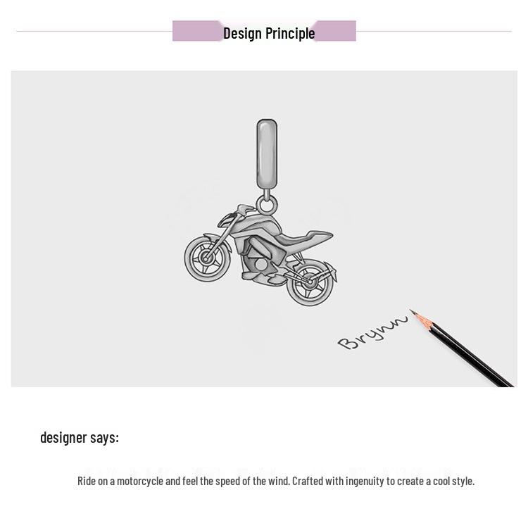 Серебряная подвеска-мотоцикл Ziyun S925 из стерлингового серебра, крутой спортивный DIY-аксессуар (SCC1712)