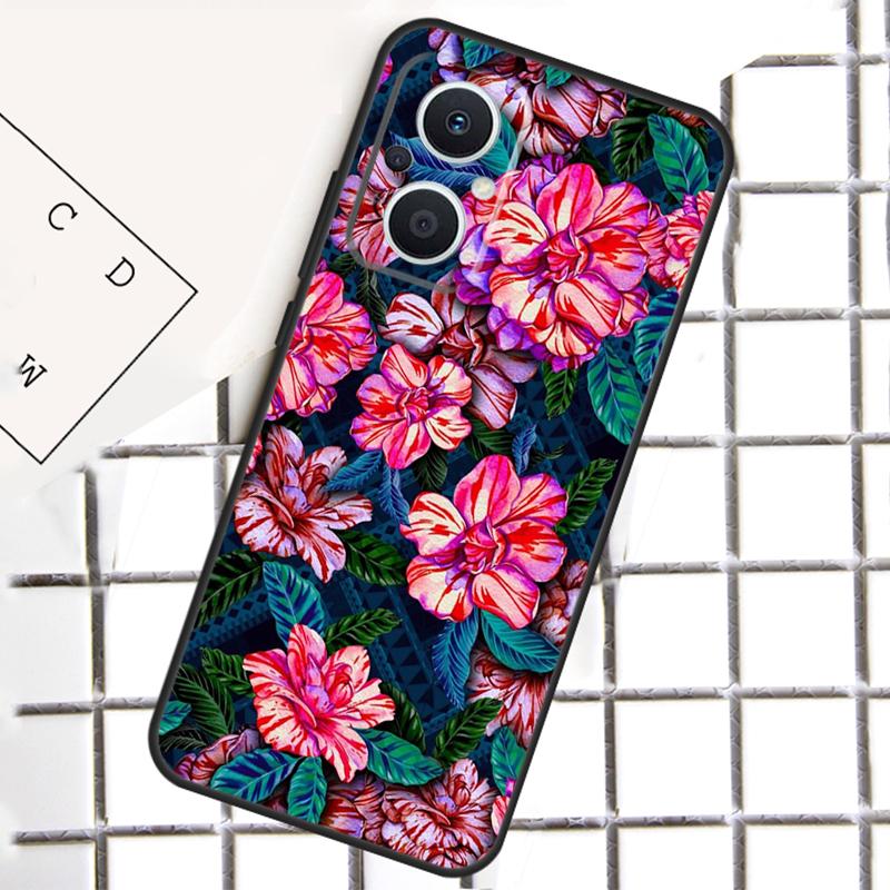 Tropical aloha Hibiscus pattern For OPPO Reno 8 7 Lite 8T 10 11 12 13 14 Pro 11F 12F 13F 14F OPPO Find X9 X8 X5 X6 Pro Case