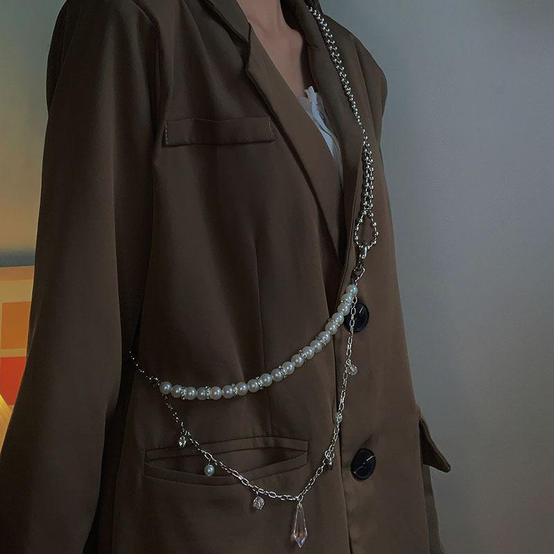 Имитация жемчуга Gyro Body Chain для женщин костюм рюкзак кроссбоди ювелирные изделия аксессуар