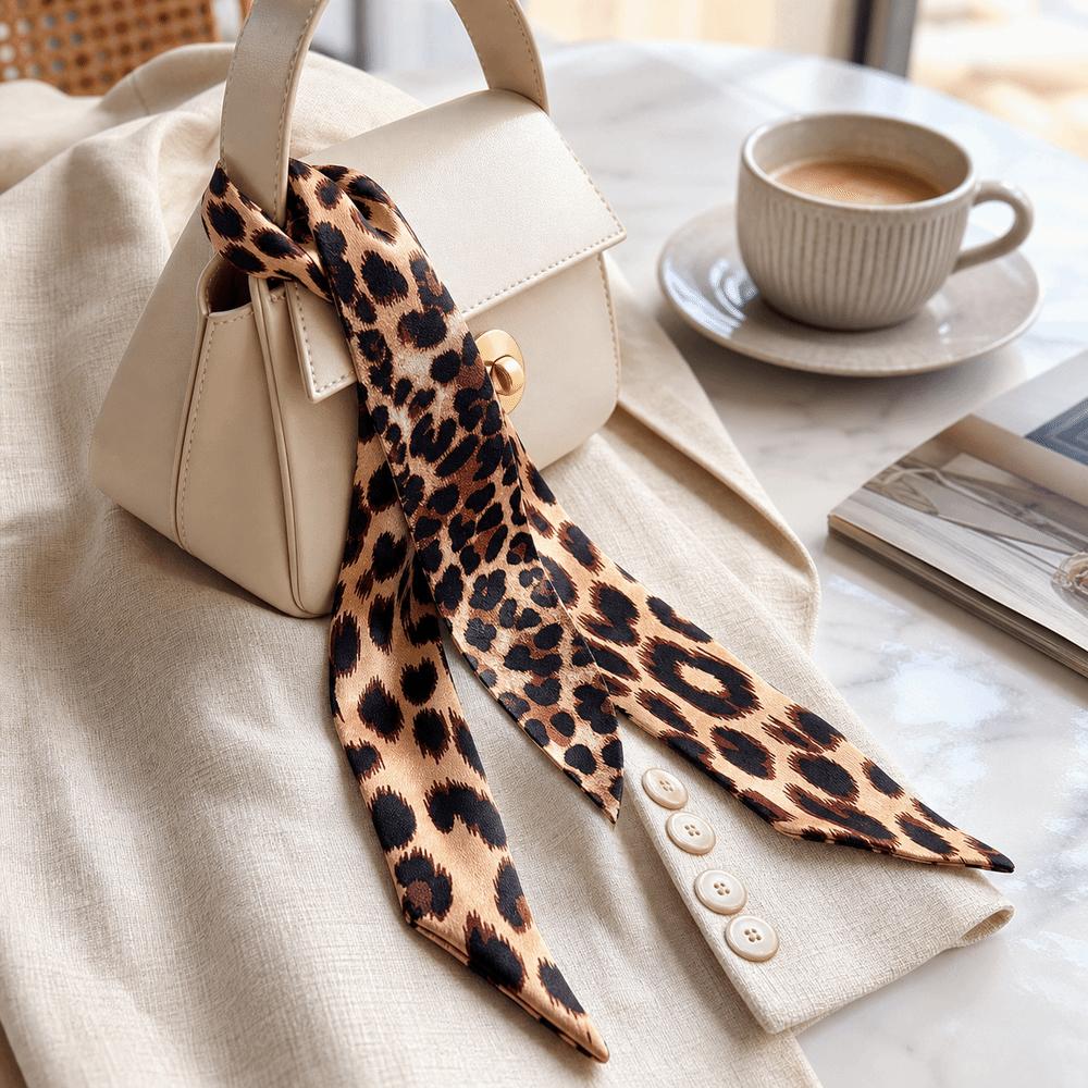 Long Small Silk Scarf Leopard Print Headscarf New Neck Scarf Bag Decoration