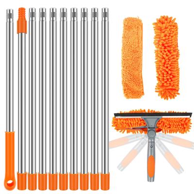 Удлиненный набор для мытья окон 420 см 2-в-1 Двусторонний скребок для окон Очиститель Пыльник Швабра Инструменты для мытья окон с поворотом на 180°