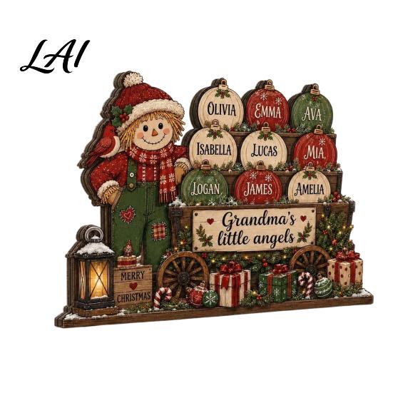 Seasonal Table Centerpiece Wooden Christmas Sign Book Tree House Scarecrow Tabletop Theme Decorations Rustic 2D Flat Holiday Decor for Mantel