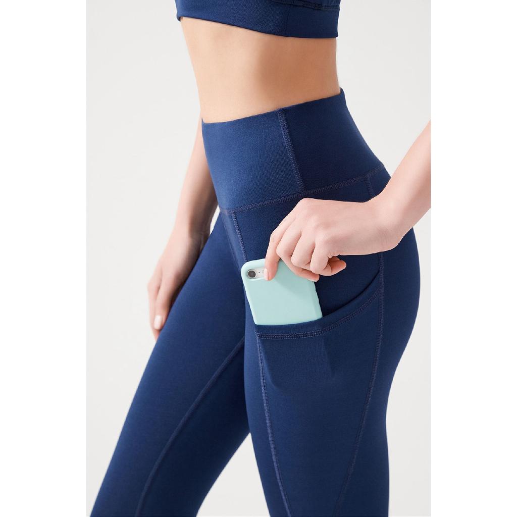 Женские черные леггинсы-капри длиной ниже колена с высокой талией и двойным карманом, капри