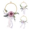 Metal Floral Hoop Wreath Artificial Rose Flower Wreath Iron Round Frame Garland for Bridesmaids