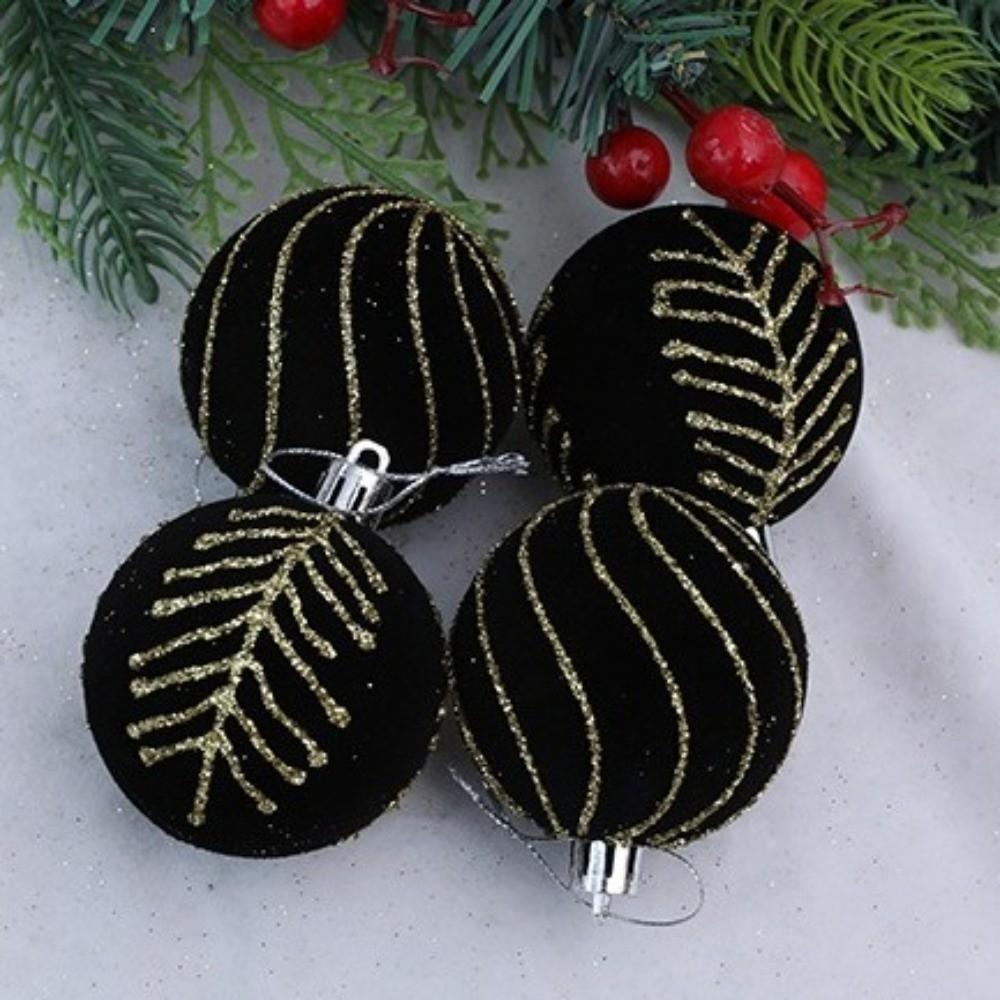 6cm Christmas Balls Set Flocking Shatterproof Xmas Tree Pendants DIY Crafts Christmas Hanging Balls Home Xmas Decor
