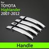 For Toyota Highlander 2007-2012 Luxurious Chrome Door Handle Car Covers Accessories Car Stickers Car Styling 2008 2009 2010 2011