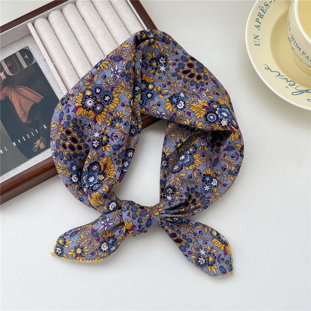 Маленький квадратный шарф из хлопка и льна, шелковый шарф, женский, весна и осень, новый стиль, художественный и универсальный, модный, темпераментный шарф-повязка на голову