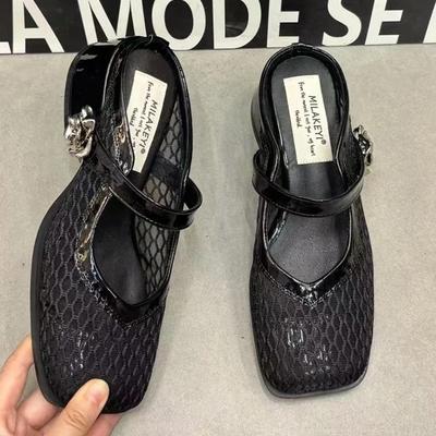 Женские шлепанцы на среднем каблуке с ремешком через пятку, удобная обувь, дизайнерские модные туфли-лодочки, обувь на каблуке, женская 2025, летний тренд, бренд Zapatos De Mujer