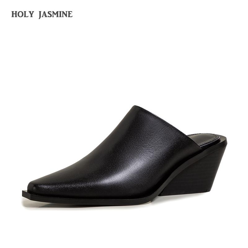 Мода 2025 Лето Новые Баотоу Полушлепанцы Женская Обувь Мюли Обувь Толстый Каблук Высокий Каблук Сандалии Женские Шлепанцы Обувь из Натуральной Кожи