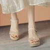 Muffin Platform Sandals One-button Rhinestone Wedge Sandals Summer New Fashion Platform Sandals Temperament Women's Shoes
