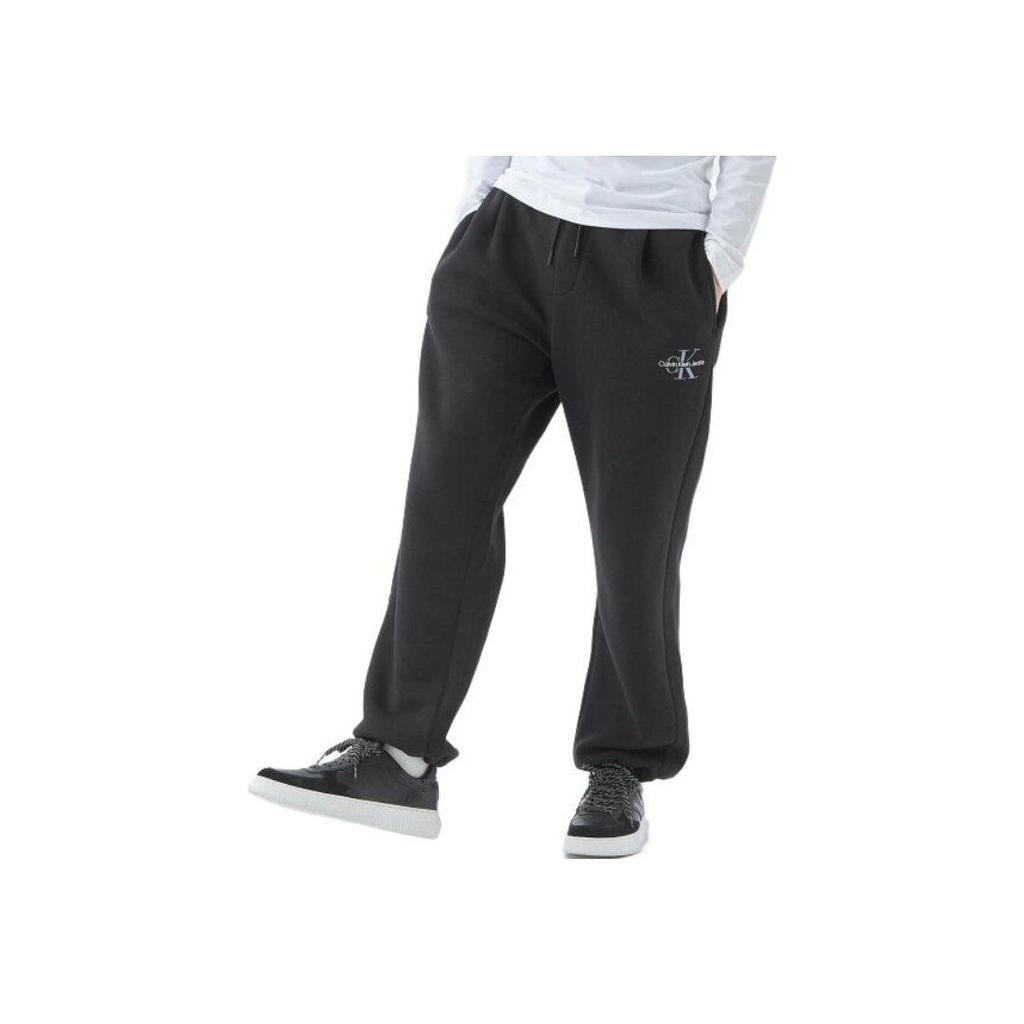 Calvin Klein Вышитый логотип, однотонные прямые повседневные брюки для мужчин, черные J325479-BEH