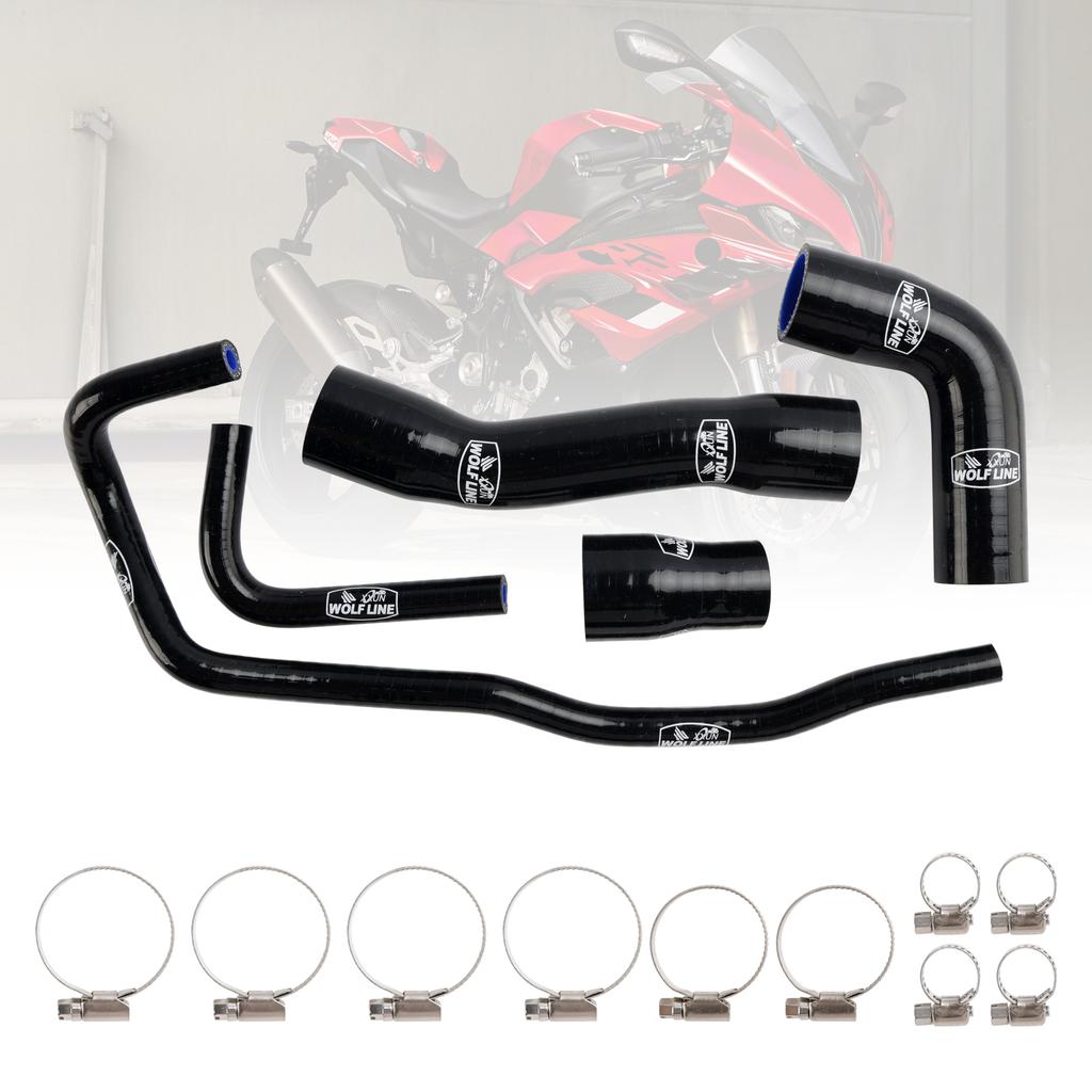 Silicone Radiator Coolant Hose Kit For BMW S1000RR 2019-2023 Black