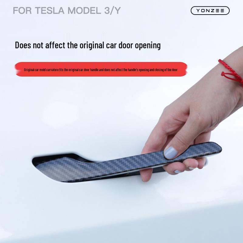 Декоративная накладка на ручку двери Tesla Model 3/Y/YL с текстурой под карбон
