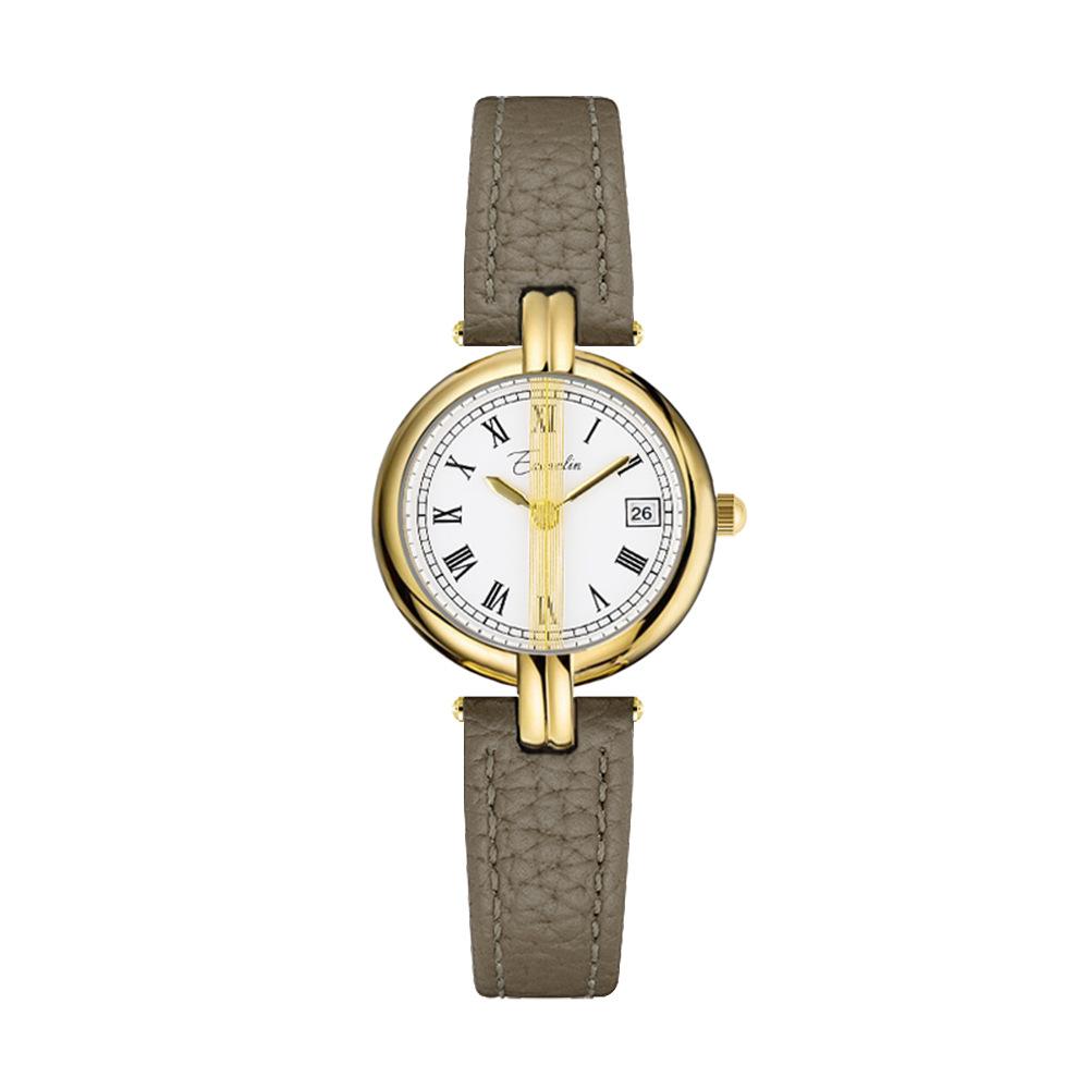 Легкие роскошные новые модные деловые простые женские часы с римским круглым циферблатом и календарем в стиле ретро с кварцевыми часами