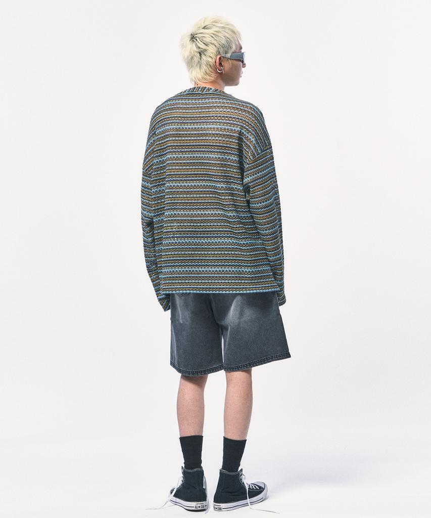C WEAR BY THE GENIUS Прозрачный вязаный пуловер цвета хаки