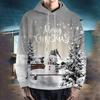 Christmas Men's Hoodie 3D Printed Long-Sleeve Hooded Sweatshirt Fall/Winter Holiday Style Casual Oversized Men's Sweatshirt Top
