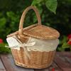 Wicker Picnic Basket, Rattan Storage Basket for Hiking Camping Beach Outdoor