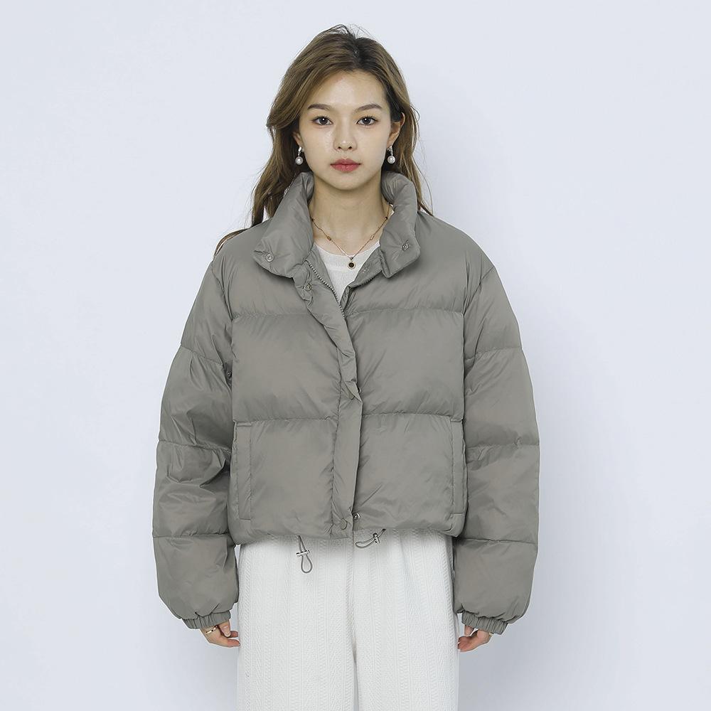 Зимнее женское пальто, однотонное, простое, утолщенное, с коротким воротником-стойкой, куртка из утиного пуха
