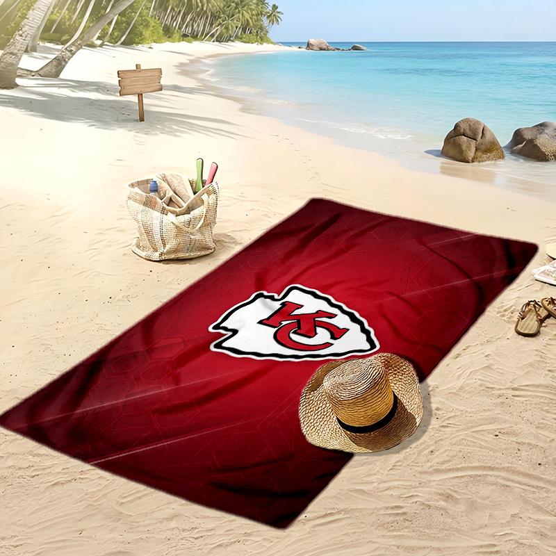 Пляжное полотенце с принтом Kansas City Chiefs Мягкое Портативное Быстросохнущее?Сухое полотенце для бассейна, летнего отпуска, активного отдыха на природе