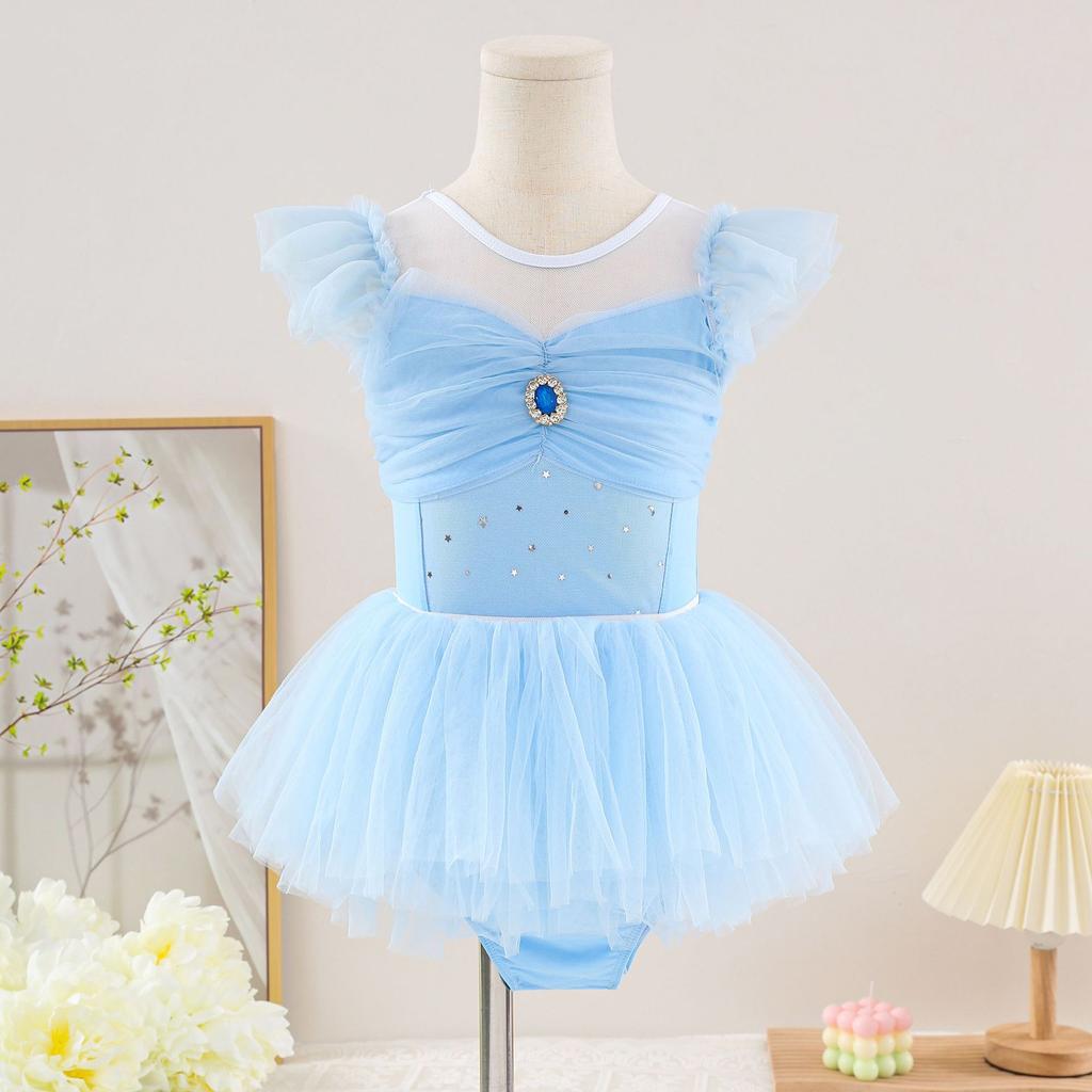 Dance Clothes, Children's Summer Short-sleeved Girls, Toddlers, Chinese Dance Practice Clothes, Princess Costumes, Ballet Skirts