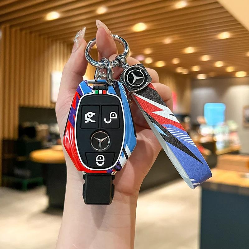 XUY2 Metal Silica Gel Car Key Case Cover Shell For Mercedes Benz A B C E Class GLS GLA GLK GLC CLS CLA AMG W204 W205 W212 W463 W176