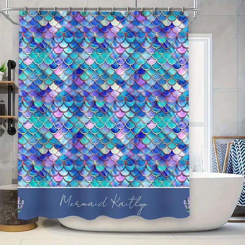 Занавеска для душа "Хвост русалки, рыбья чешуя", водонепроницаемая, декоративная, для ванных комнат, домашние аксессуары