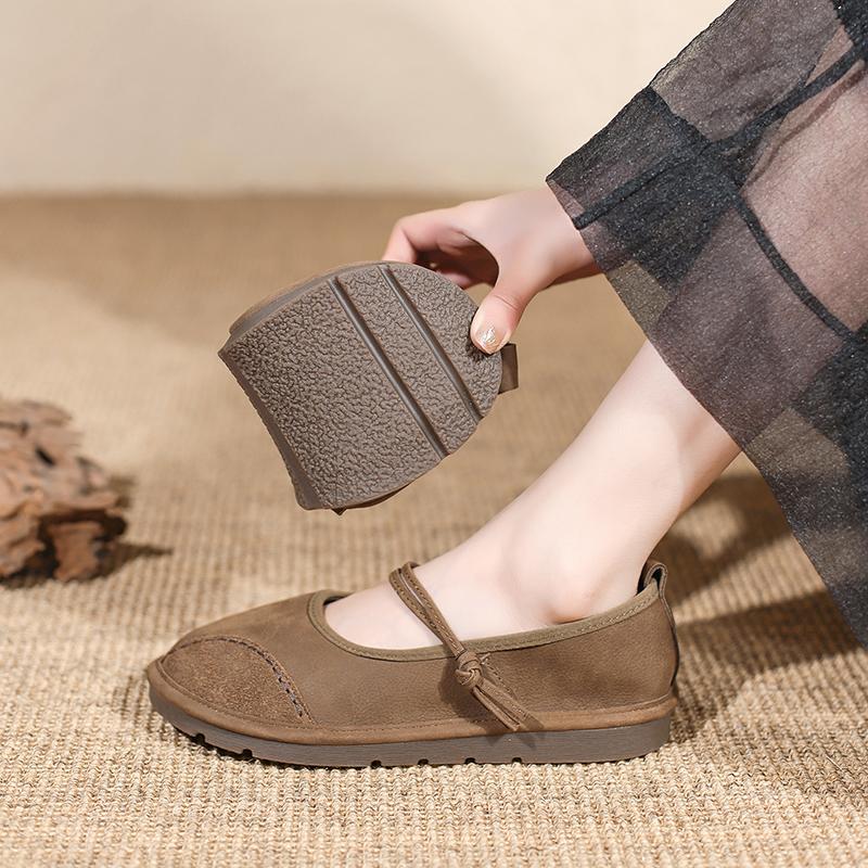 Women Shoes Flats Trand Mary Jane Elegant Retro Fashion Barefoot Comfortable Leather Stitching Female Ethnic Style Loafers