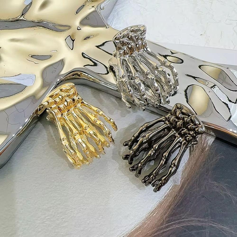 Zinc Zinc Zinc Alloy Skeleton Hand Hair Claw Hollow Metal Hair Claw Simple Ghost Paw Hair Claw  Girl