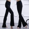 Women's Black Shaping Cotton Dance Pants - Flared, Long, Ideal for Latin, Classical, Folk, and Square Dance Practice