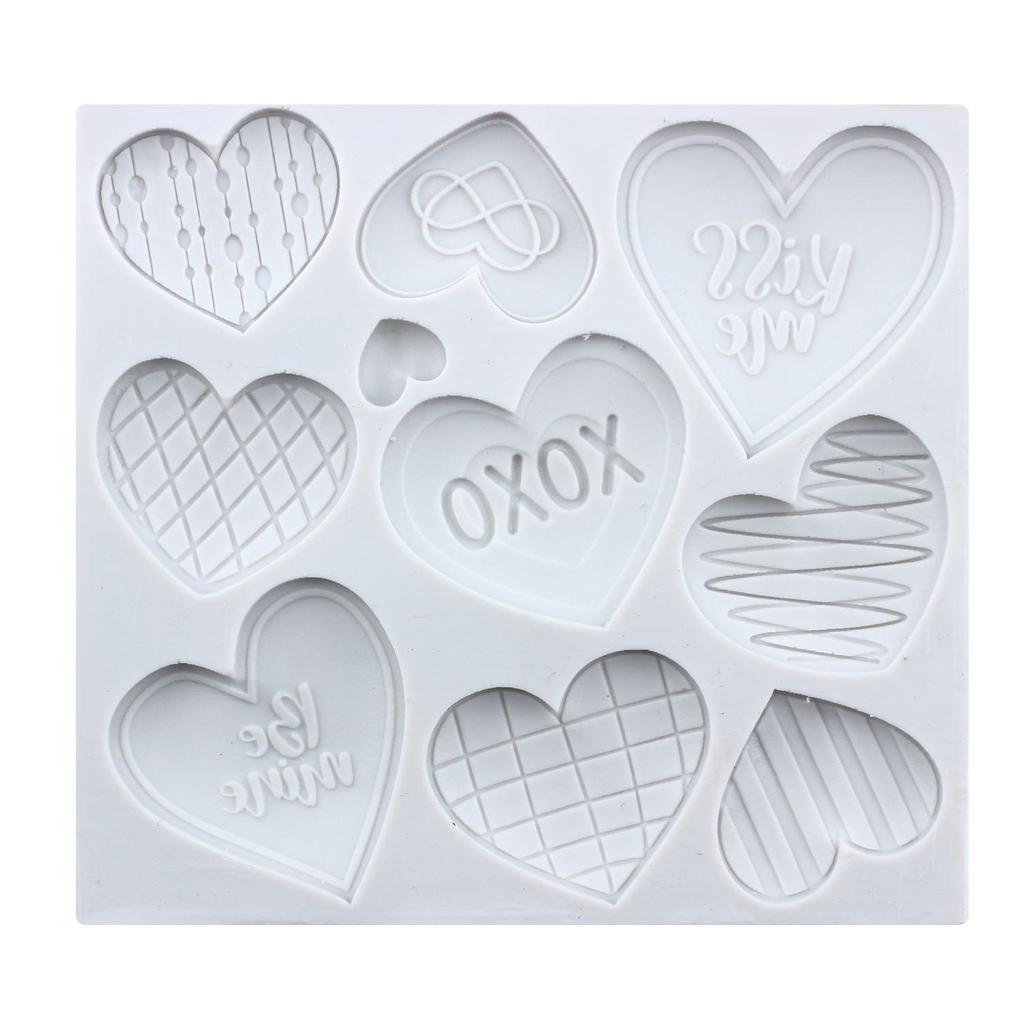 Heart Silicone Molds Love You XOXO Letter Kiss Rose Fondant Mold Cake Decorating Tools Cupcake Topper Candy Resin Clay Chocolate Gumpaste Mold