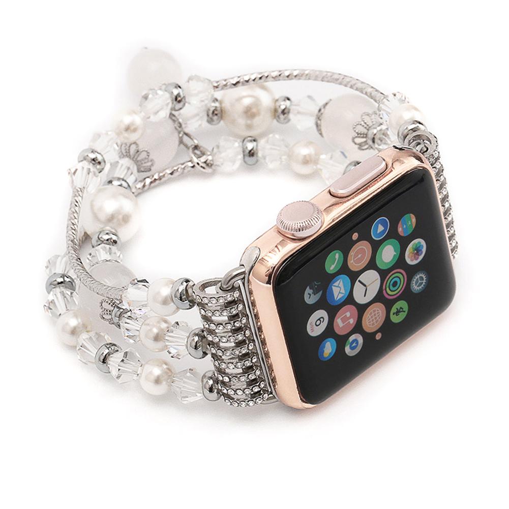 Fashion Faux Agate Beads Bracelet for Apple iWatch Series 1 2 42/38mm Women's Watch Band Strap