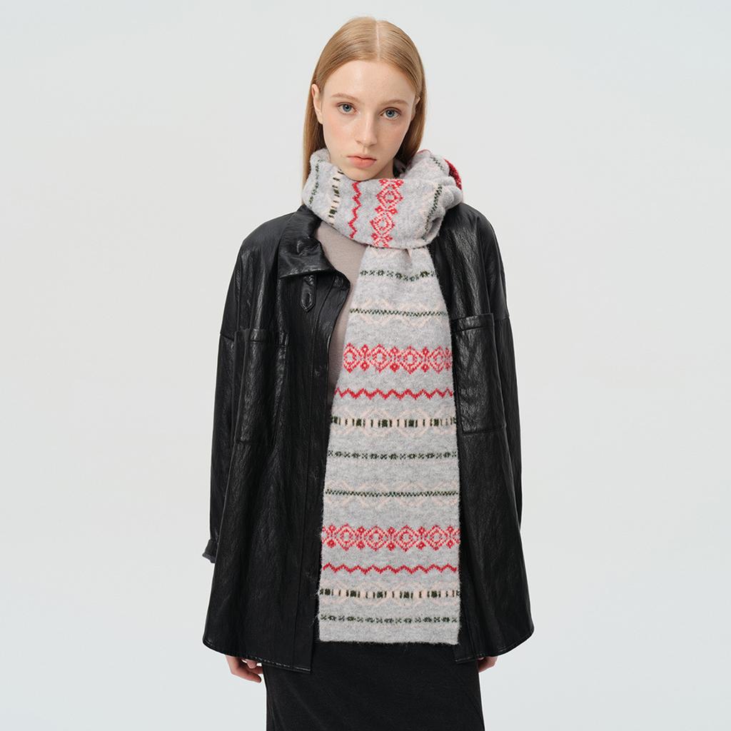 Retro Jacquard Wool Blend Scarf Women's Universal Autumn and Winter Atmosphere Japanese Soft Scarf