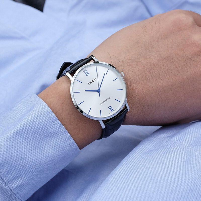 Casio Серия STANDARD серия со стрелками модные повседневные деловые простые сердце тьмы классические водонепроницаемые кварцевый механизм кожаный ремешок MTP-VT01L-7B1