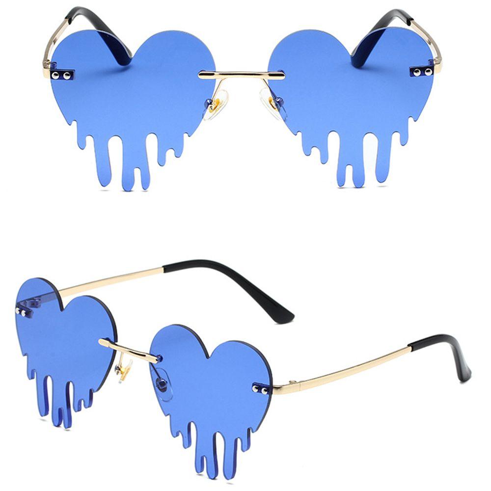 Fashion Colorful Ocean Luxury Heart Unique Women Tear Shape Rimless Sunglasses Sun Glasses