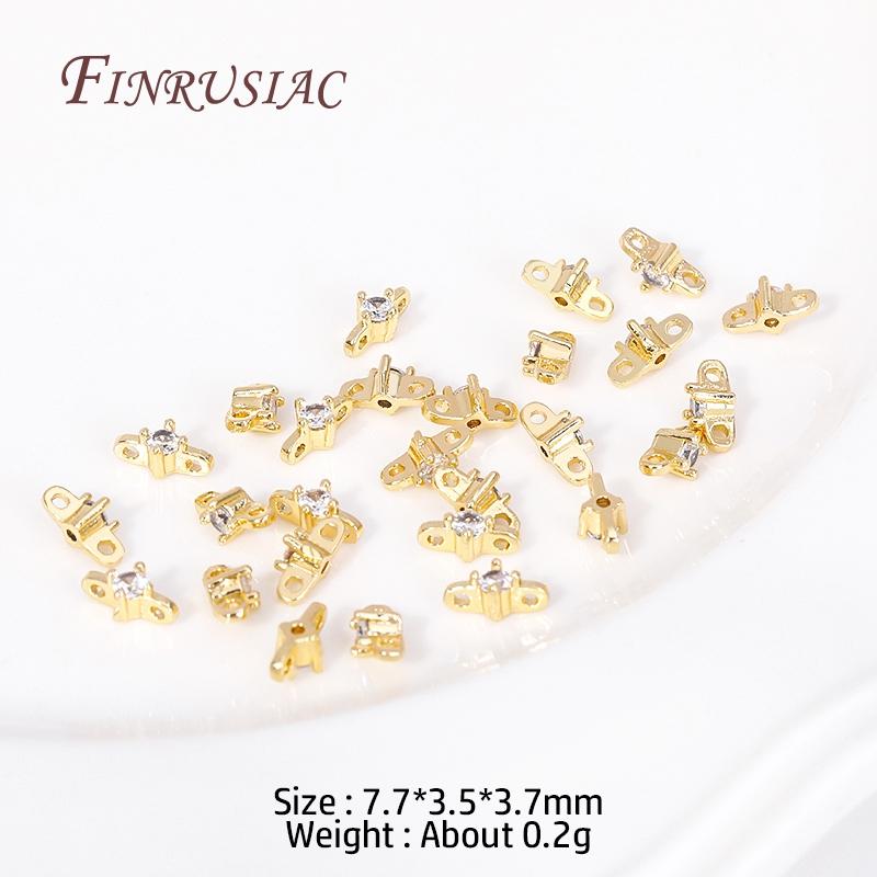 18K Gold Plated Multi-designs Zircon Flower Spacer Bars 2/3 Holes Separators for Strand Beads Jewelry Making Accessories