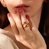 MamacitaSlay Современные Двойные Кольца на Губы Позолоченное Серебро 18K Кольцо из Нержавеющей Стали Женское Повседневное Украшение Декорация на Палец