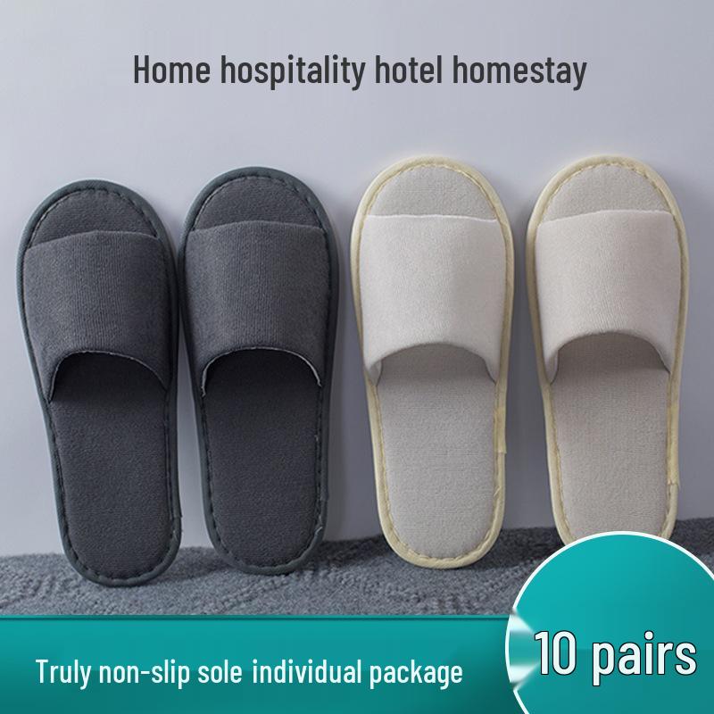 10 Pairs of Premium Non-Slip Disposable Slippers - Luxurious, Thickened Design for Bath, Bathroom, Salon, Hotel, and Homestay Use