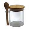 GLASS CONTAINER 400 ml JAR WITH BAMBOO LID AND SPOON