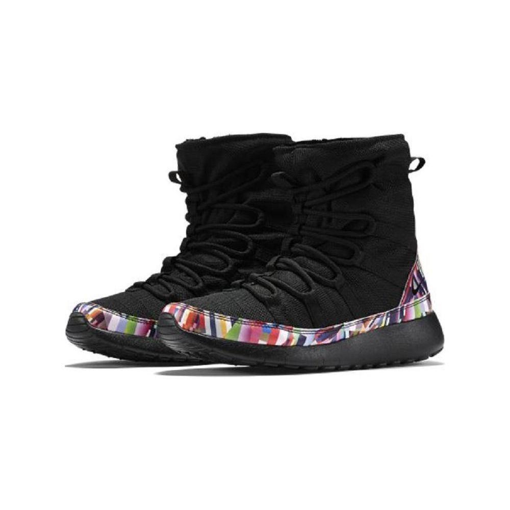 Nike Roshe One High Print PS Гиперфиолетовые Детские Кроссовки Черный Черный-Гипер-Фиолетовый-Белый 807745-002