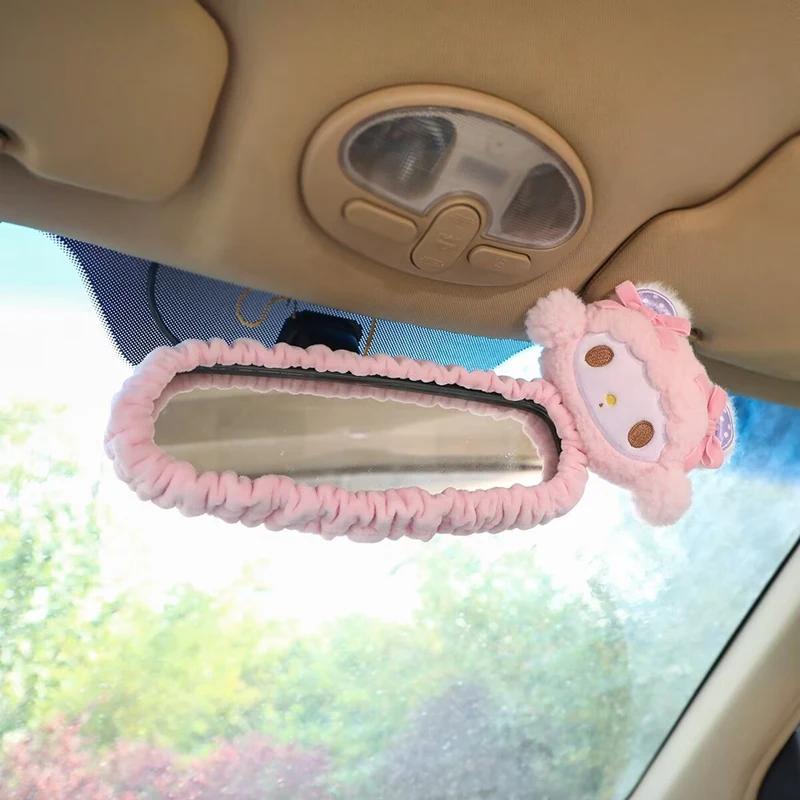 Carton My Melody Car Rearview Mirror Cover Cartoon Doll Cute Auto Interior Rearview Mirror Case Decor Accessories Women