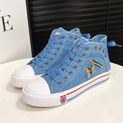 Модные ковбойские парусиновые кеды с высоким верхом для женщин, корейские повседневные кеды на мягкой подошве, новая ретро обувь на плоской подошве с молнией, Zapatos De Mujer